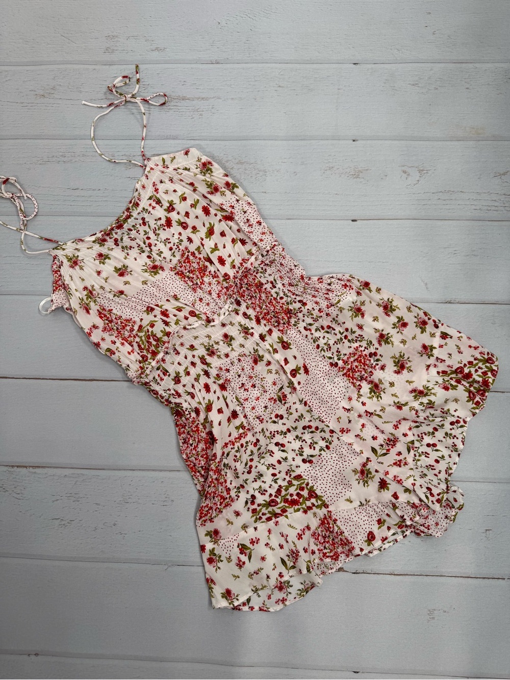 Zara Floral Print Romper Mixed Ditsy Print Faux Tie Straps Size Small